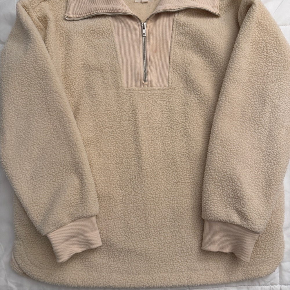 Cream Quarter-Zip Sweater
